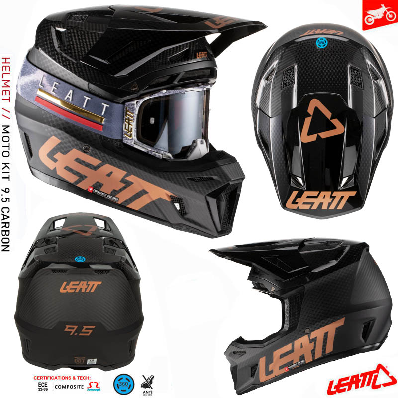 Moto oblečenie - Helmy, Leatt prilba Kit Moto 9.5 Carbon V22, čierny karbón