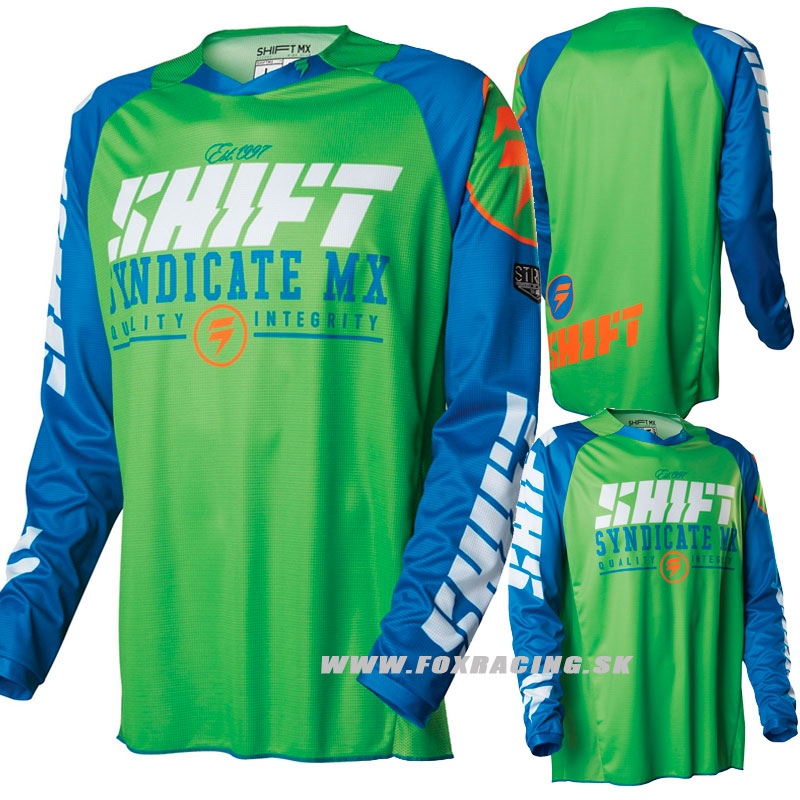 Moto oblečenie - Dresy, Shift dres Strike Jersey VI, modro zelená