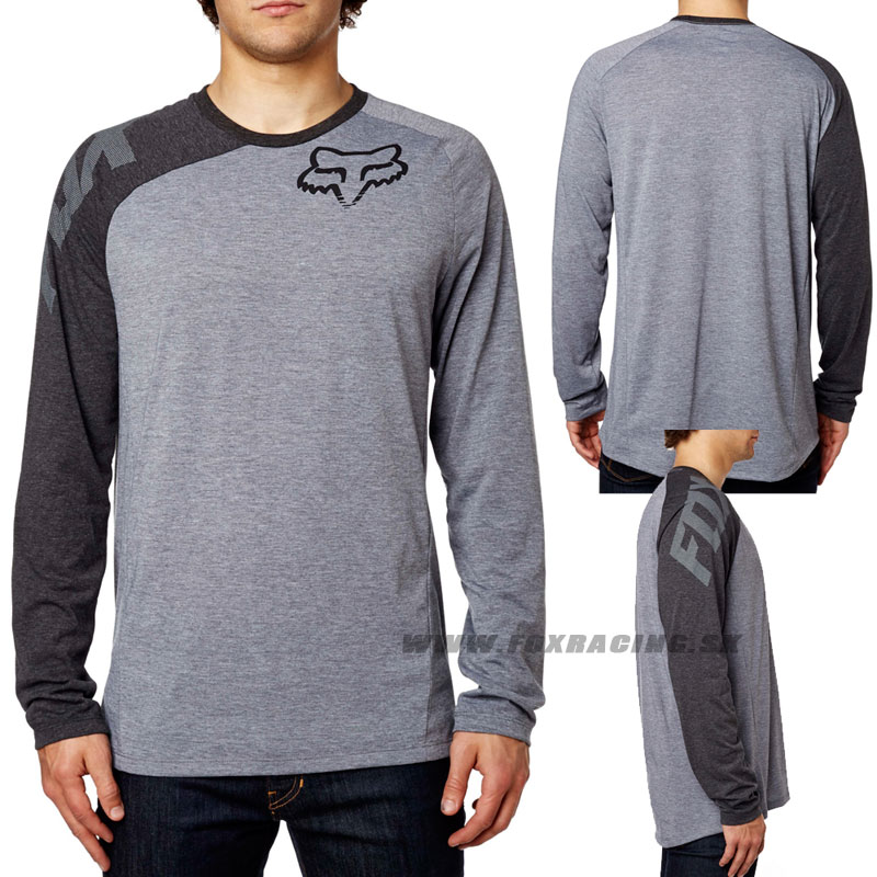 Zľavy - Oblečenie pánske, FOX tričko Distinguish L/S Tech, šedý melír