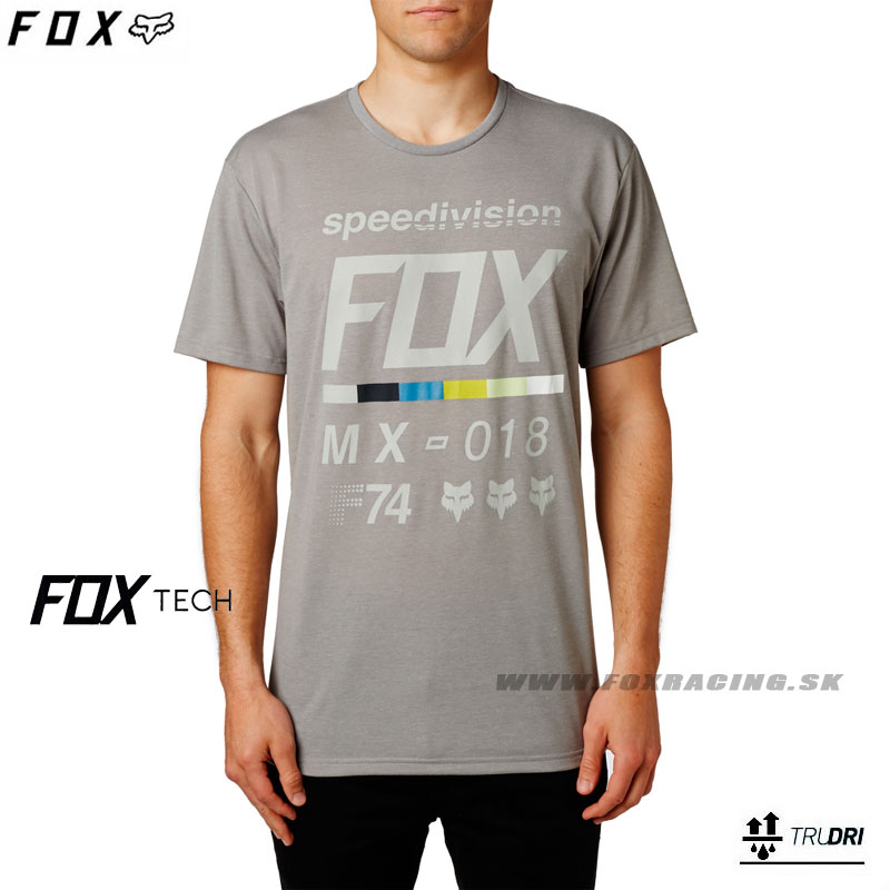 Zľavy - Oblečenie pánske, FOX tričko Draftr s/s Tech tee, šedý melír
