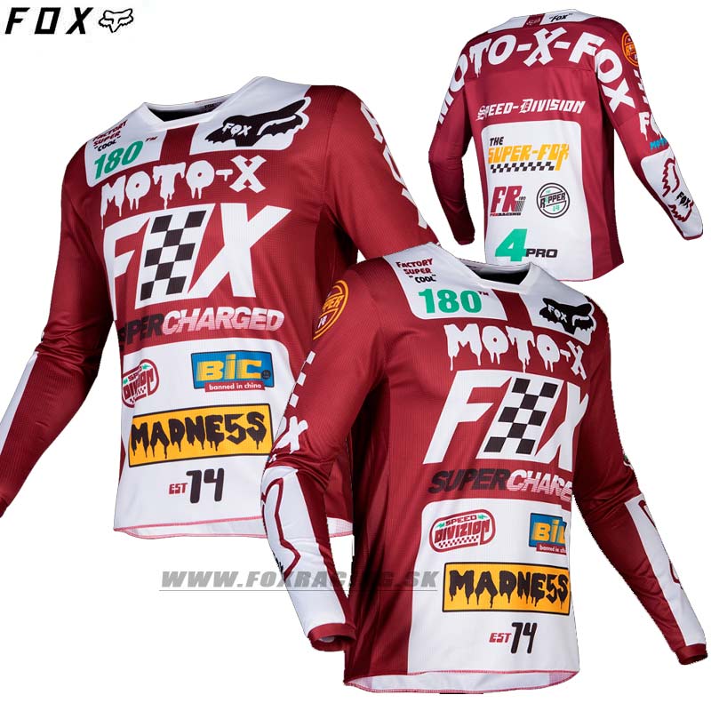 Moto oblečenie - Dresy, FOX motokrosový dres 180 Czar jersey, tmavo červená