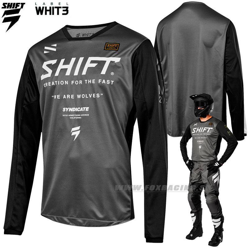 Moto oblečenie - Detské, Shift detský dres Whit3 Muse, kamenno šedá
