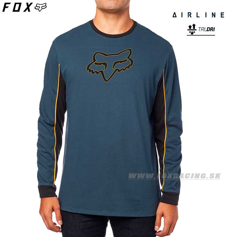 Zľavy - Oblečenie pánske, FOX tričko Hakker L/S Airline tee, modrá