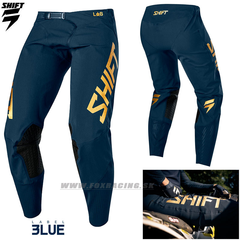 Moto oblečenie - Nohavice, Shift motokrosové nohavice 3Lue Label pant, modro zlatá