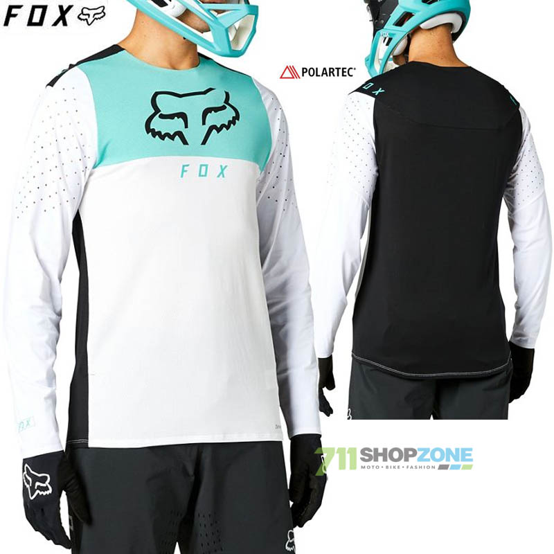Cyklo oblečenie - Pánske, FOX cyklistický dres Flexair Delta LS jersey, biela