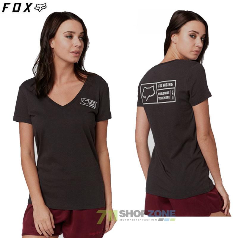Oblečenie - Dámske, FOX dámske tričko Tracker s/s V neck tee, šedo čierna