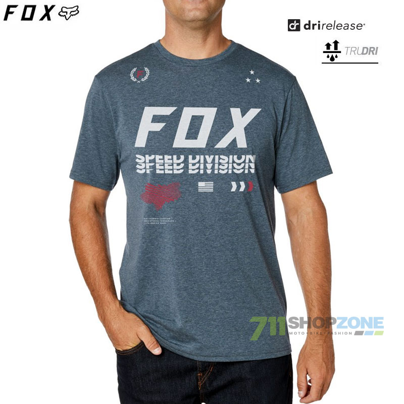 Oblečenie - Pánske, FOX tričko Triple Threat s/s Tech, modro šedá