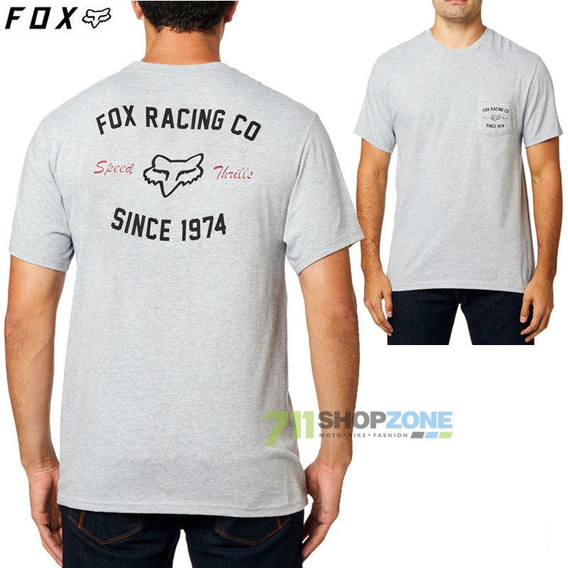 Oblečenie - Pánske, FOX tričko Speed Thrills pocket s/s, bl. šedá