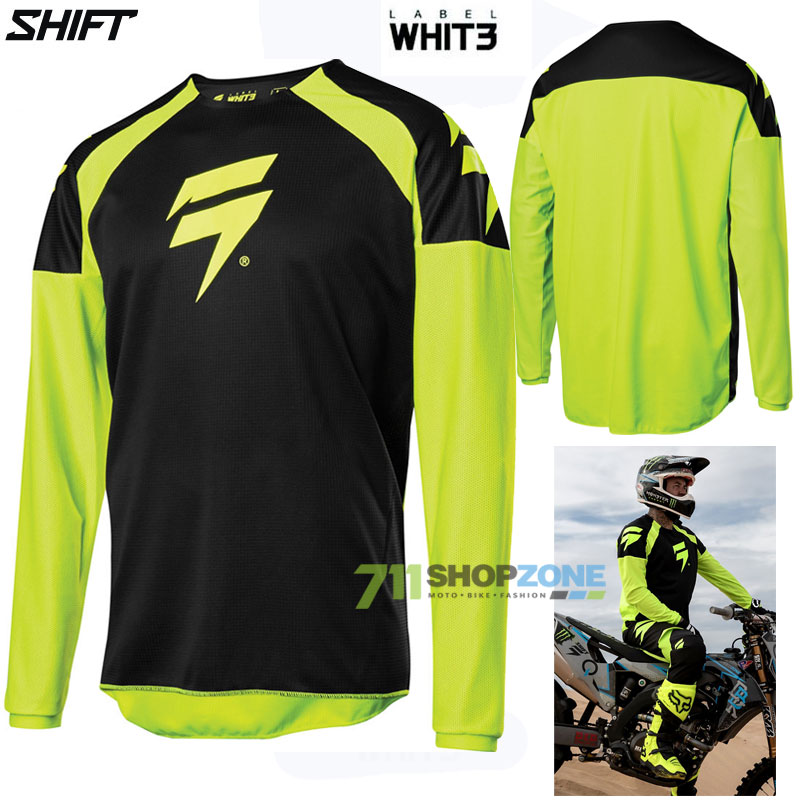 Moto oblečenie - Dresy, Shift dres Whit3 Label jersey 20, neon žltá