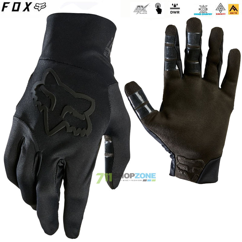 Cyklo oblečenie - Pánske, FOX cyklistické rukavice Ranger Water, čierna/čierna