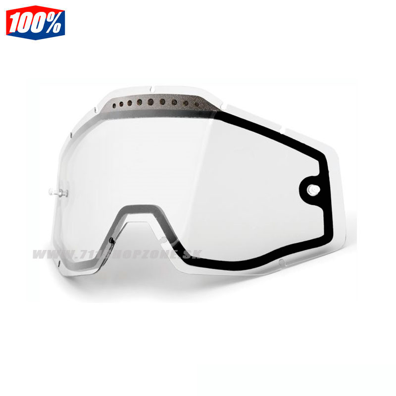 Moto oblečenie - Okuliare, 100% náhradné sklo dvojité ventilované A/F, číra