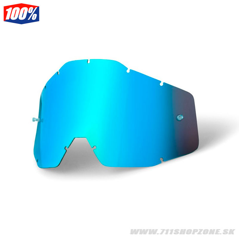 Moto oblečenie - Okuliare, 100% náhradné sklo RC1/AC1/ST1 blue mirror, modrá