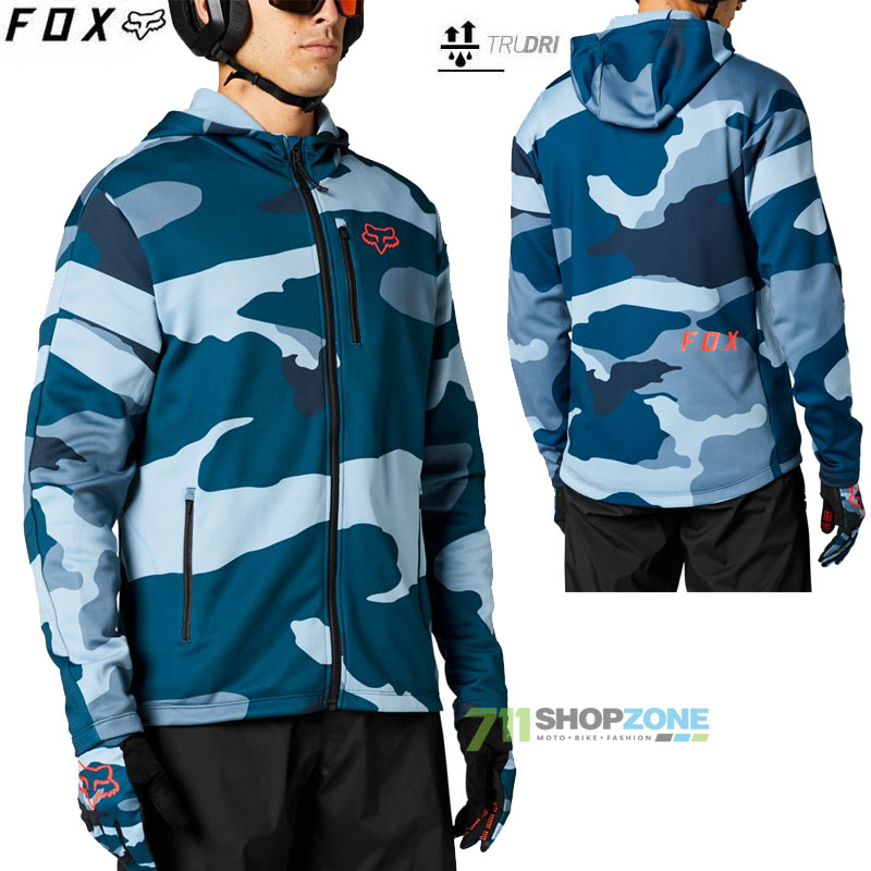 Cyklo oblečenie - Pánske, FOX cyklistická mikina Ranger Tech fleece, modrý maskáč