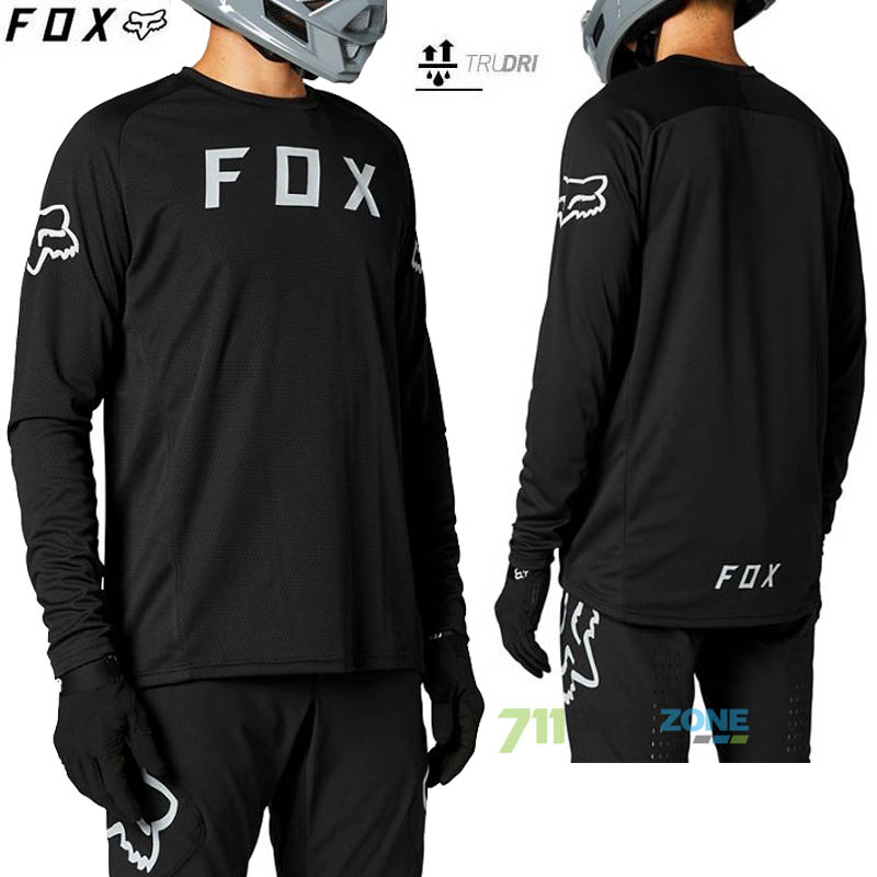 Zľavy - Cyklo pánske, FOX cyklistický dres Defend LS jersey, čierna
