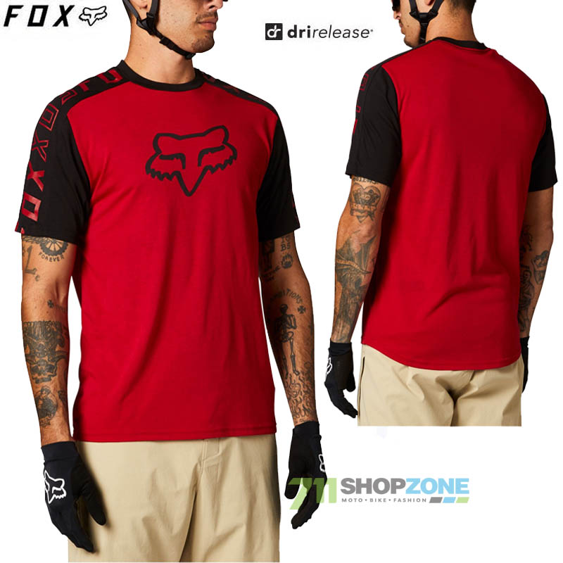 Cyklo oblečenie - Pánske, FOX cyklistický dres Ranger Drirelease ss jersey, čili červená