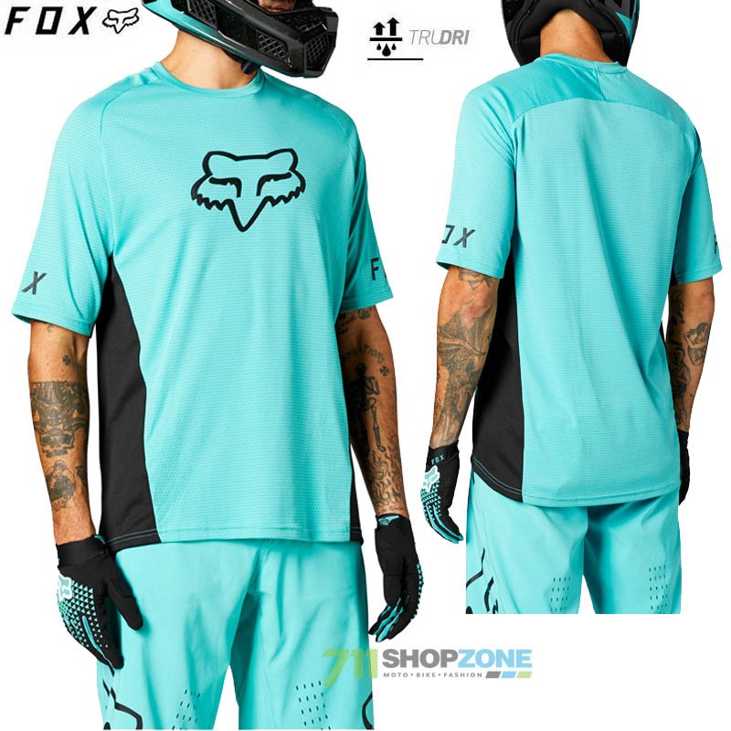 Zľavy - Cyklo pánske, FOX cyklistický dres Defend ss jersey II, tyrkysová