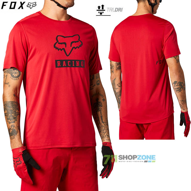 Cyklo oblečenie - Pánske, FOX cyklistický dres Ranger Block ss jersey, čili červená