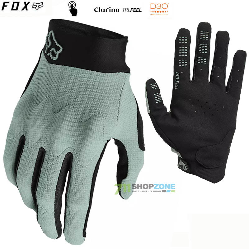 Cyklo oblečenie - Pánske, FOX cyklistické rukavice Defend D3O glove, eukalyptová