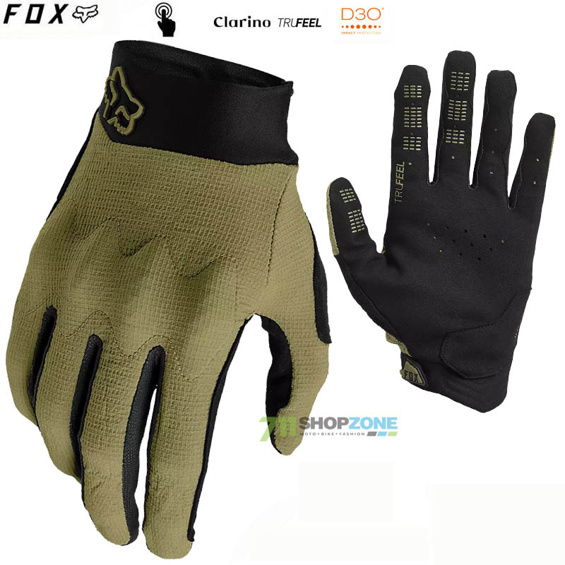 Cyklo oblečenie - Pánske, FOX cyklistické rukavice Defend D3O glove, army zelená