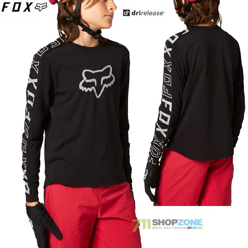 Cyklo oblečenie - Detské, FOX detský cyklistický dres Ranger Drirelease LS jersey, čierna