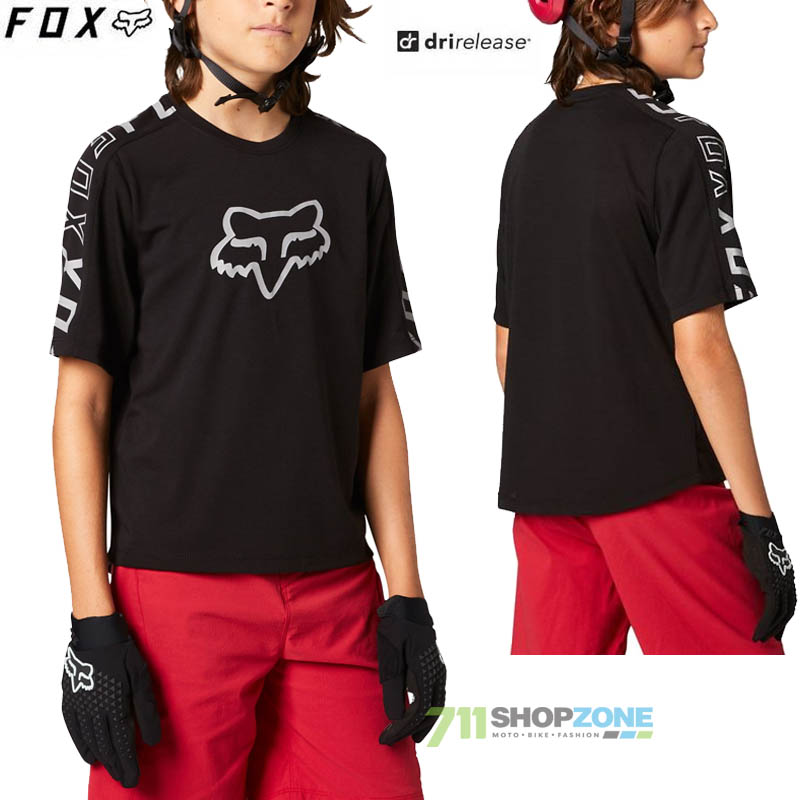 Cyklo oblečenie - Detské, FOX detský cyklistický dres Ranger Drirelease ss jersey, čierna