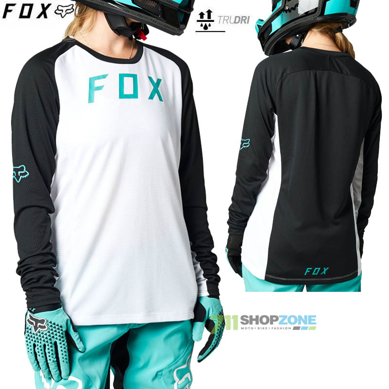 Cyklo oblečenie - Dámske, FOX dámsky cyklistický dres Defend LS, bielo čierna
