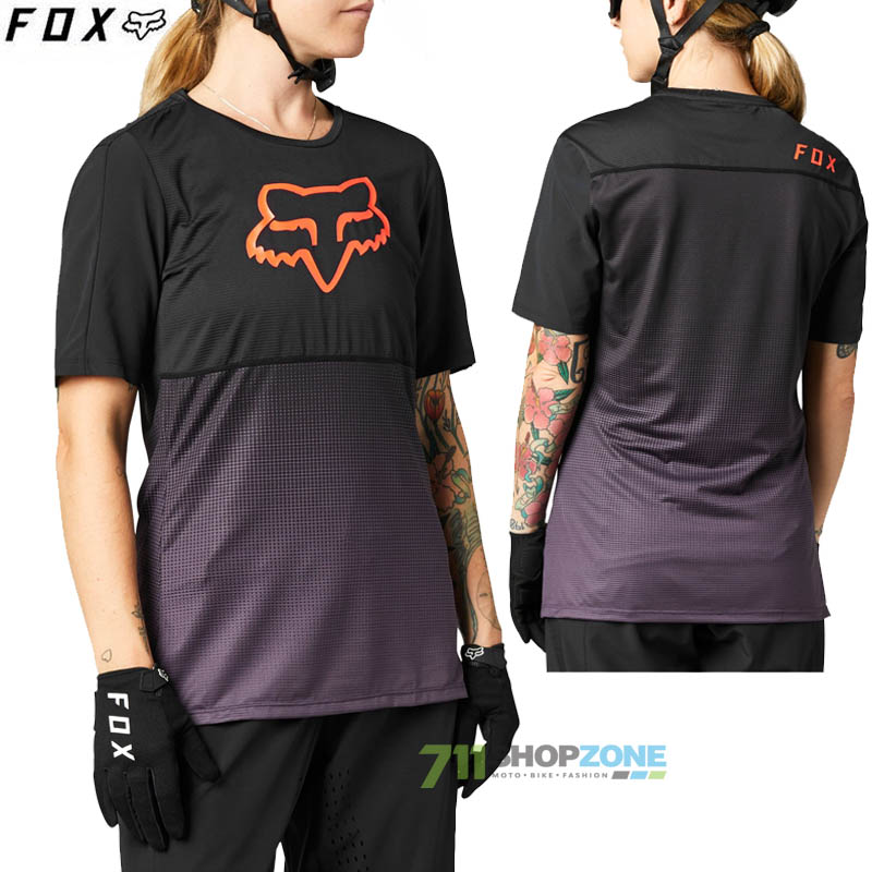 Cyklo oblečenie - Dámske, FOX dámsky cyklistický dres Flexair ss jersey, čierno fialová