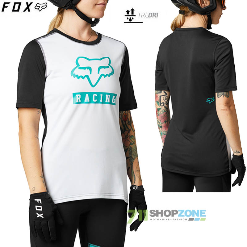 Cyklo oblečenie - Dámske, FOX dámsky cyklistický dres Ranger ss jersey, bielo čierna