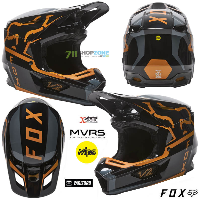 Moto oblečenie - Helmy, FOX motokrosová prilba V2 Merz helmet ECE, čierno zlatá