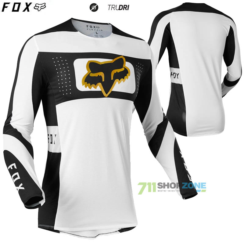 Moto oblečenie - Dresy, FOX motokrosový dres Flexair Mirer jersey, bielo čierna