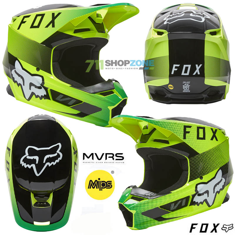 Moto oblečenie - Helmy, FOX motokrosová prilba V1 Ridl helmet, neon žltá