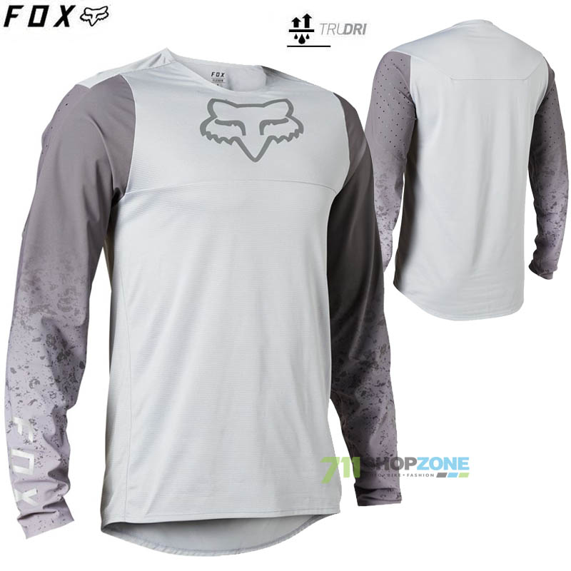 Cyklo oblečenie - Pánske, FOX cyklistický dres Flexair RS Lunar jersey, bledo šedá