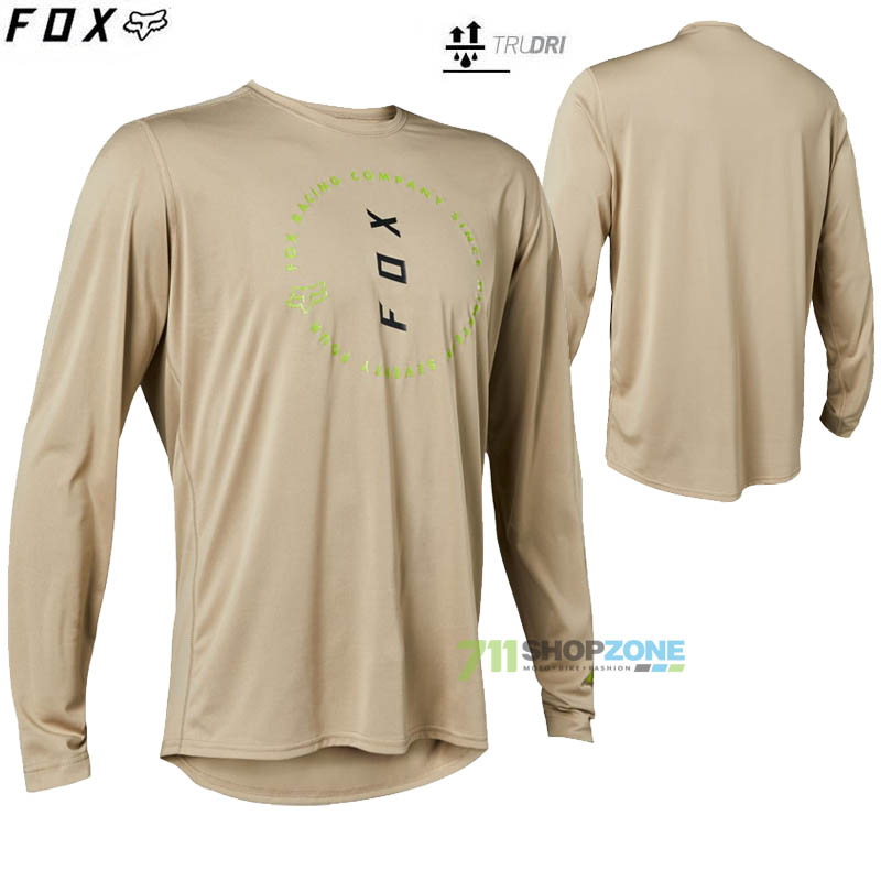Cyklo oblečenie - Pánske, FOX cyklistický dres Ranger LS jersey Vert, kamenná