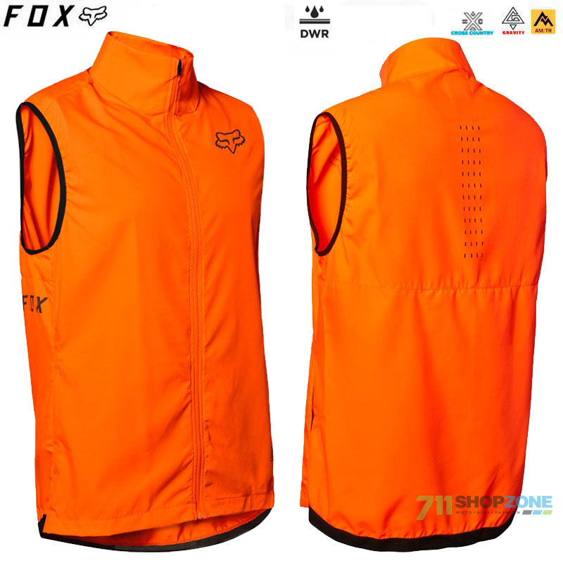 Cyklo oblečenie - Pánske, FOX športová vesta Ranger Wind vest, neon oranžová
