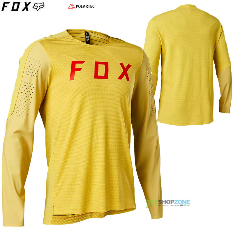 Cyklo oblečenie - Pánske, FOX cyklistický dres Flexair Pro LS jersey 22, hruškovo žltá