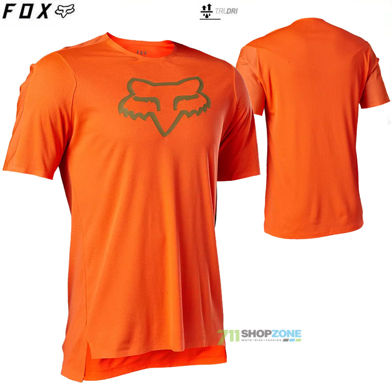 Cyklo oblečenie - Pánske, FOX cyklistický dres Flexair Ascent ss jersey 22, neon oranžová