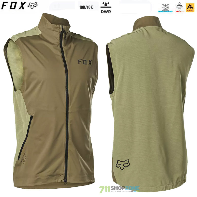 Cyklo oblečenie - Pánske, FOX cyklistická športová vesta Flexair Vest, army zelená