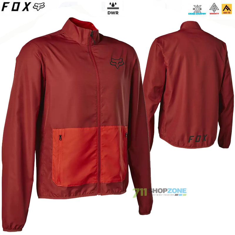 Cyklo oblečenie - Pánske, FOX cyklistická bunda Ranger Wind jacket, tehlovo červená