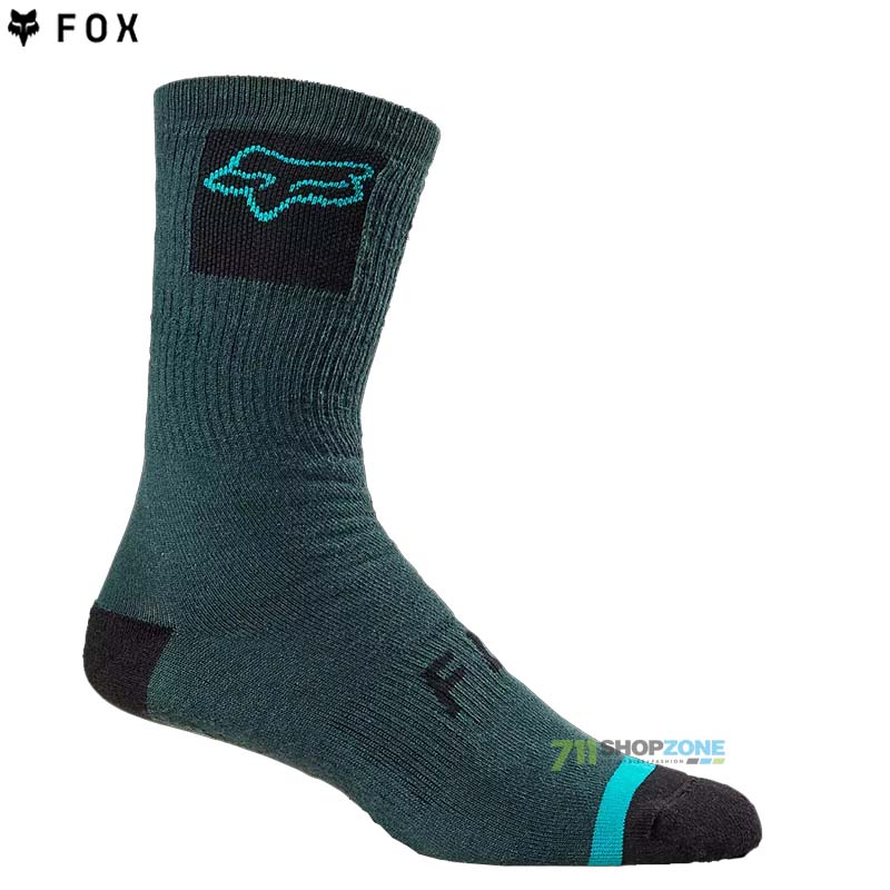 Cyklo oblečenie - Ponožky, FOX cyklistické ponožky 8" Defend Crew sock, tmavo zelená