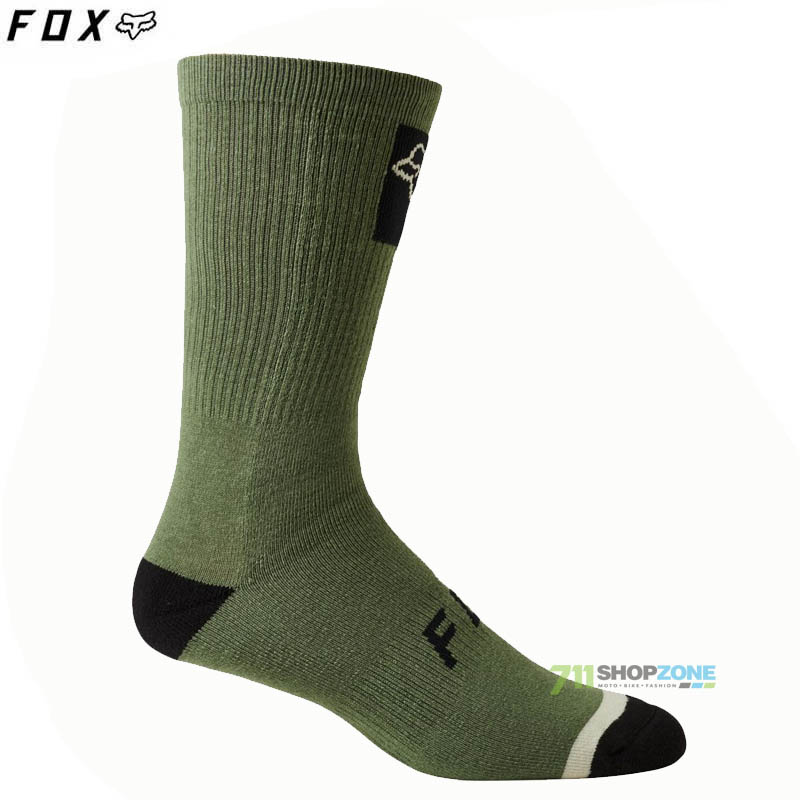 Cyklo oblečenie - Ponožky, FOX cyklistické ponožky 8" Defend Crew sock, zelená