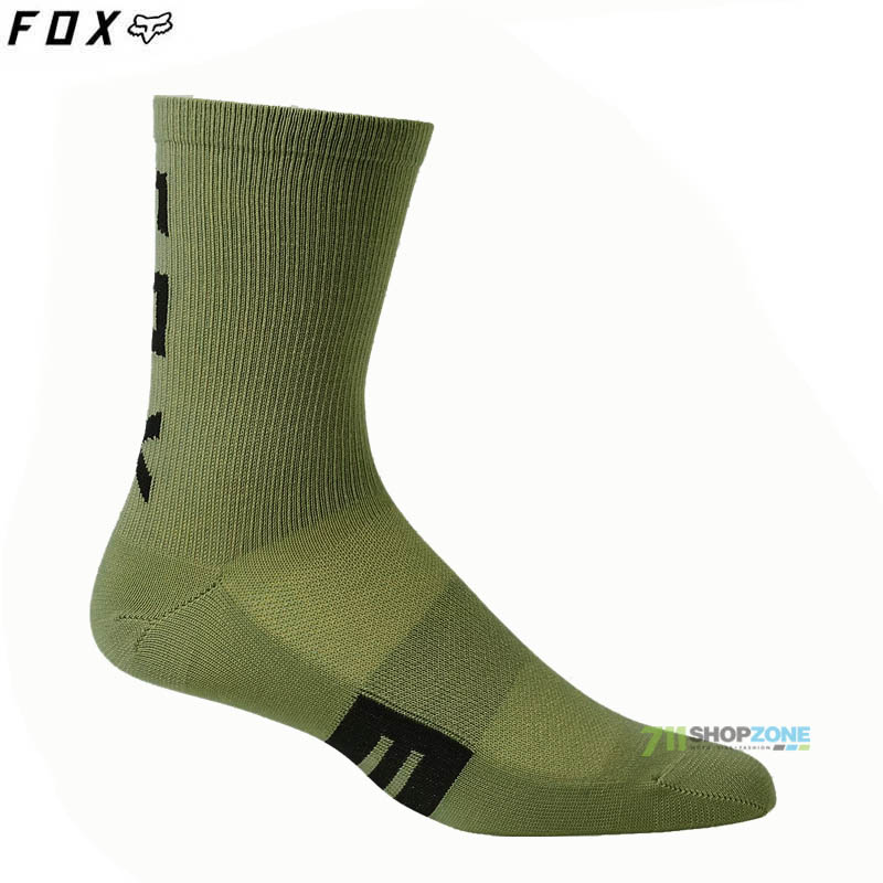 Cyklo oblečenie - Ponožky, FOX cyklistické ponožky 6" Flexair Merino sock II, military zelená