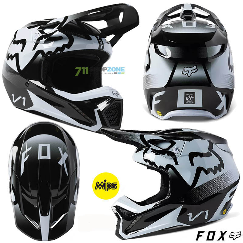 Moto oblečenie - Helmy, FOX motokrosová prilba V1 Leed DOT/ECE, čierno biela