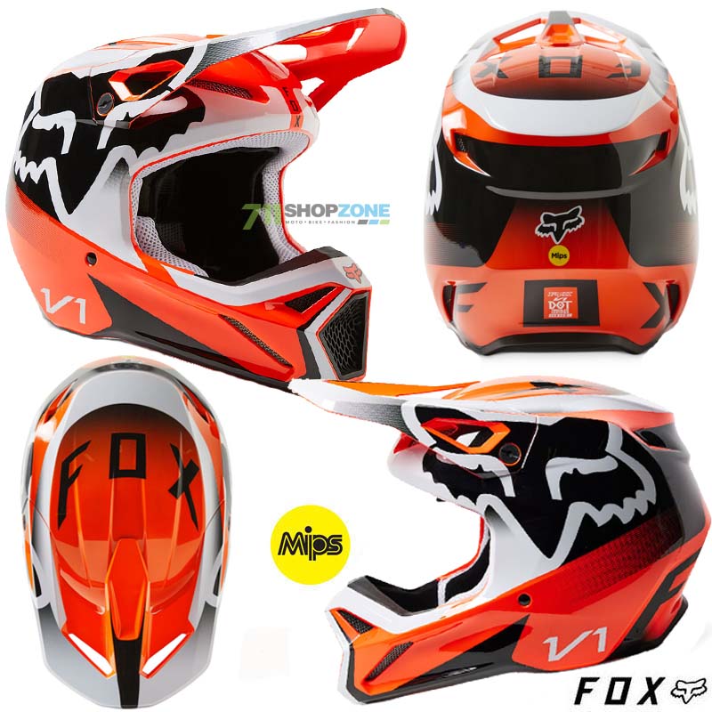Moto oblečenie - Helmy, FOX motokrosová prilba V1 Leed DOT/ECE, neon oranžová