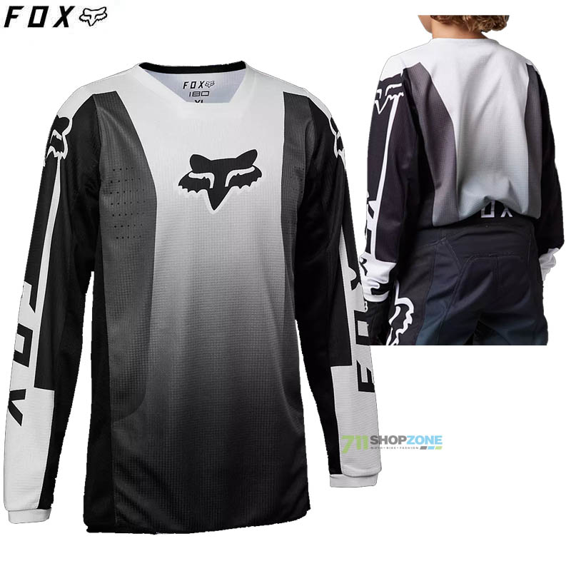Moto oblečenie - Detské, FOX detský motokrosový dres 180 Leed jersey, čierno biela