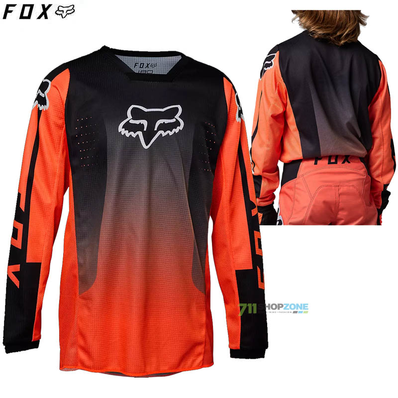 Moto oblečenie - Detské, FOX detský motokrosový dres 180 Leed jersey, neon oranžová