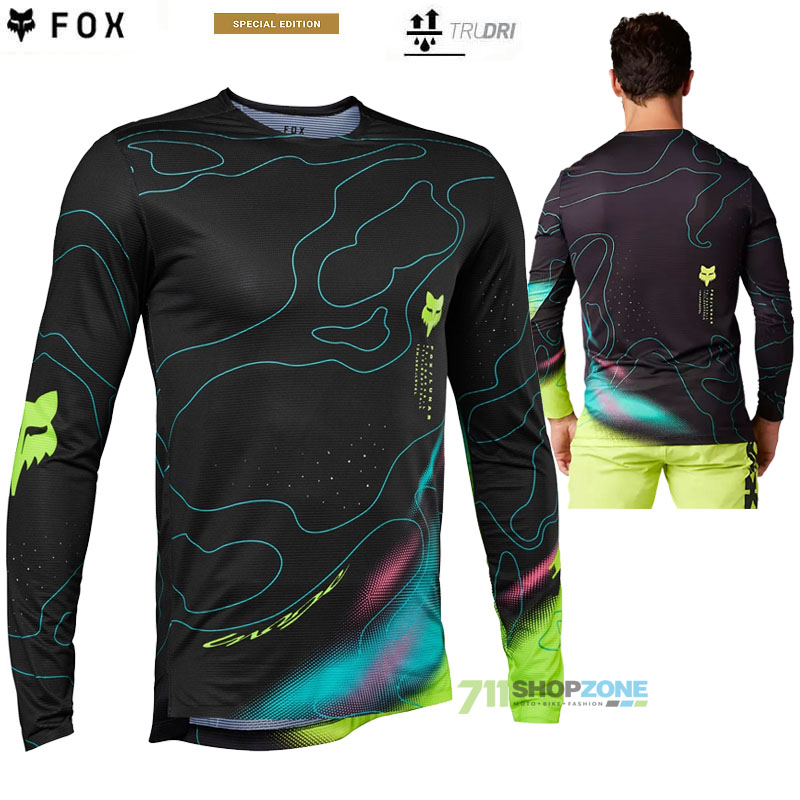 Cyklo oblečenie - Pánske, FOX cyklistický dres Flexair Lunar jersey, čierna