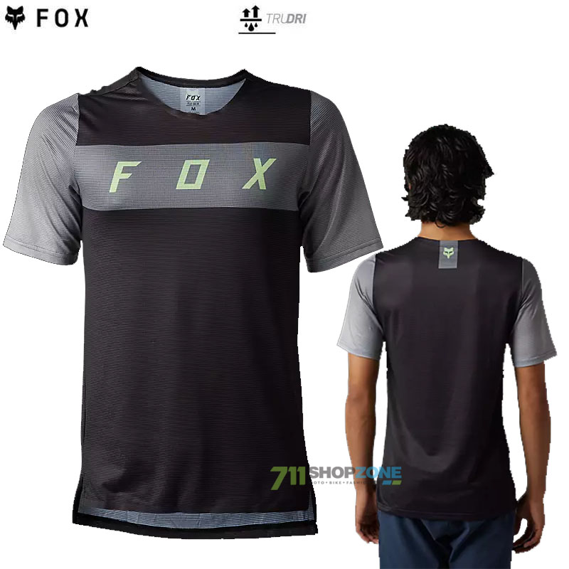 Cyklo oblečenie - Pánske, FOX cyklistický dres Flexair Arcadia ss jersey, čierna