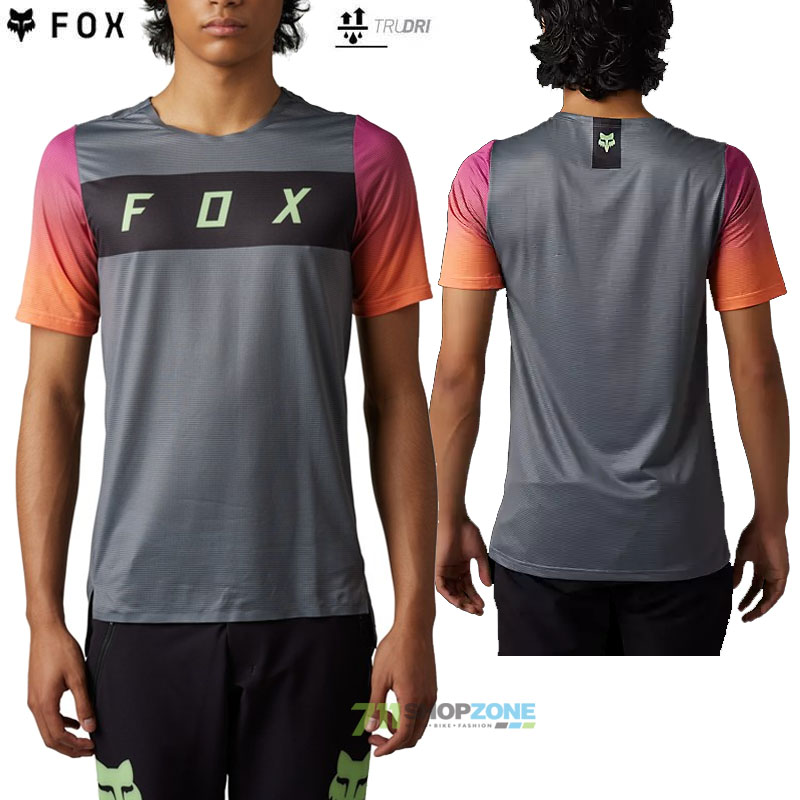 Cyklo oblečenie - Pánske, FOX cyklistický dres Flexair Arcadia ss jersey, šedá