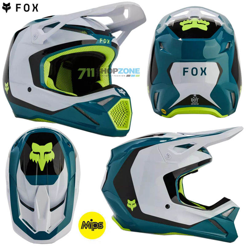 Moto oblečenie - Detské, Fox detská motokrosová prilba Yth V1 Nitro Helmet, maui modrá