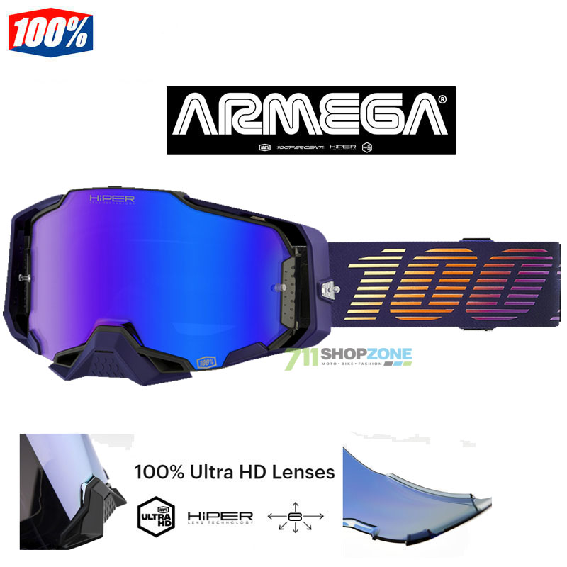 Moto oblečenie - Okuliare, 100% Armega Hiper Agenda mx okuliare blue lens